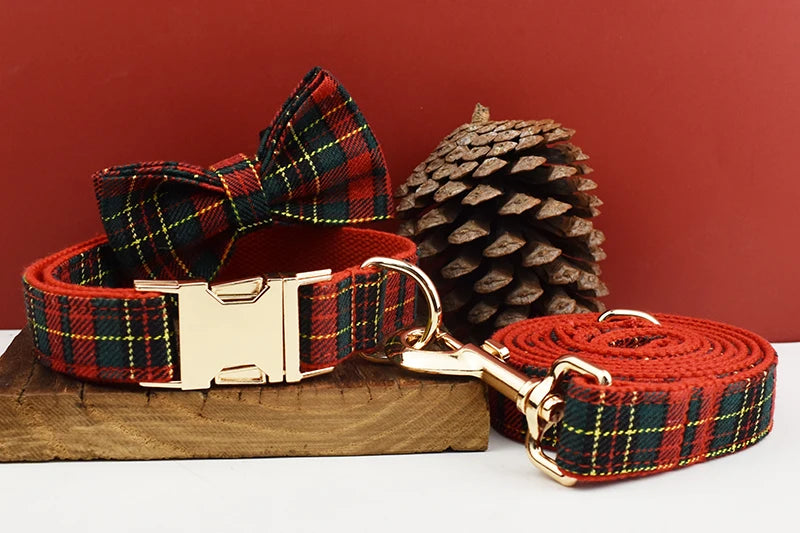 Luxury Personalized Dog Collar  Leash set custom，custom Logo detachable dog bow tie collar designer dog collar and leash set