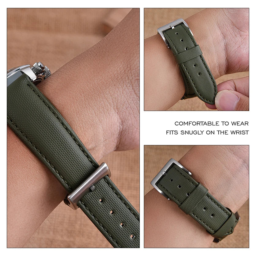 New D-elugs Waterproof Sailcloth Watch Strap 20mm 22mm Fabric Nylon Leather Watch Band For Omega/Seiko Belt Quick Release Strap