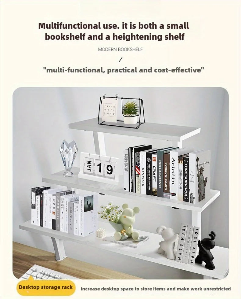 Versatile Desk Organizer with Metal U-Clamp - Sturdy Wooden Storage Rack for Office, Study & Reading