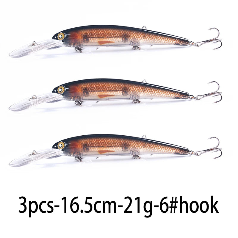 1pcs 16cm 20g Deep Diving Large Minnow Wobbler Lure Artificial Hard Bait Crankbait Bass Pike Perch Walleye Fishing Tackle