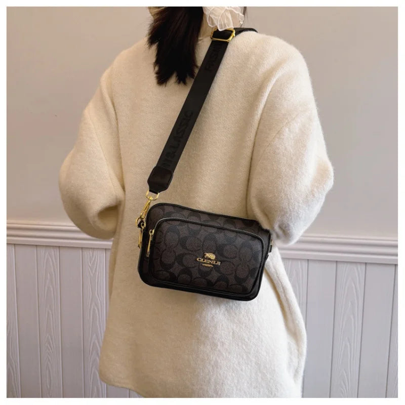 2026 New Retro Luxury Women Shoulder Bag Crossbody Bag Original Circular Pattern Logo Durable Fabric Adjustable Strap Daily Work