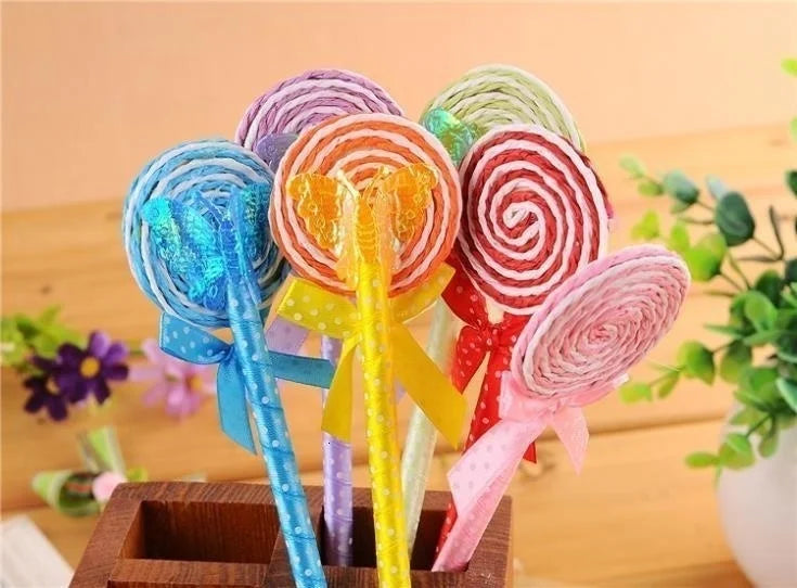 6 Piece Creative Lollipop Candy Ballpoint Pen Stationery