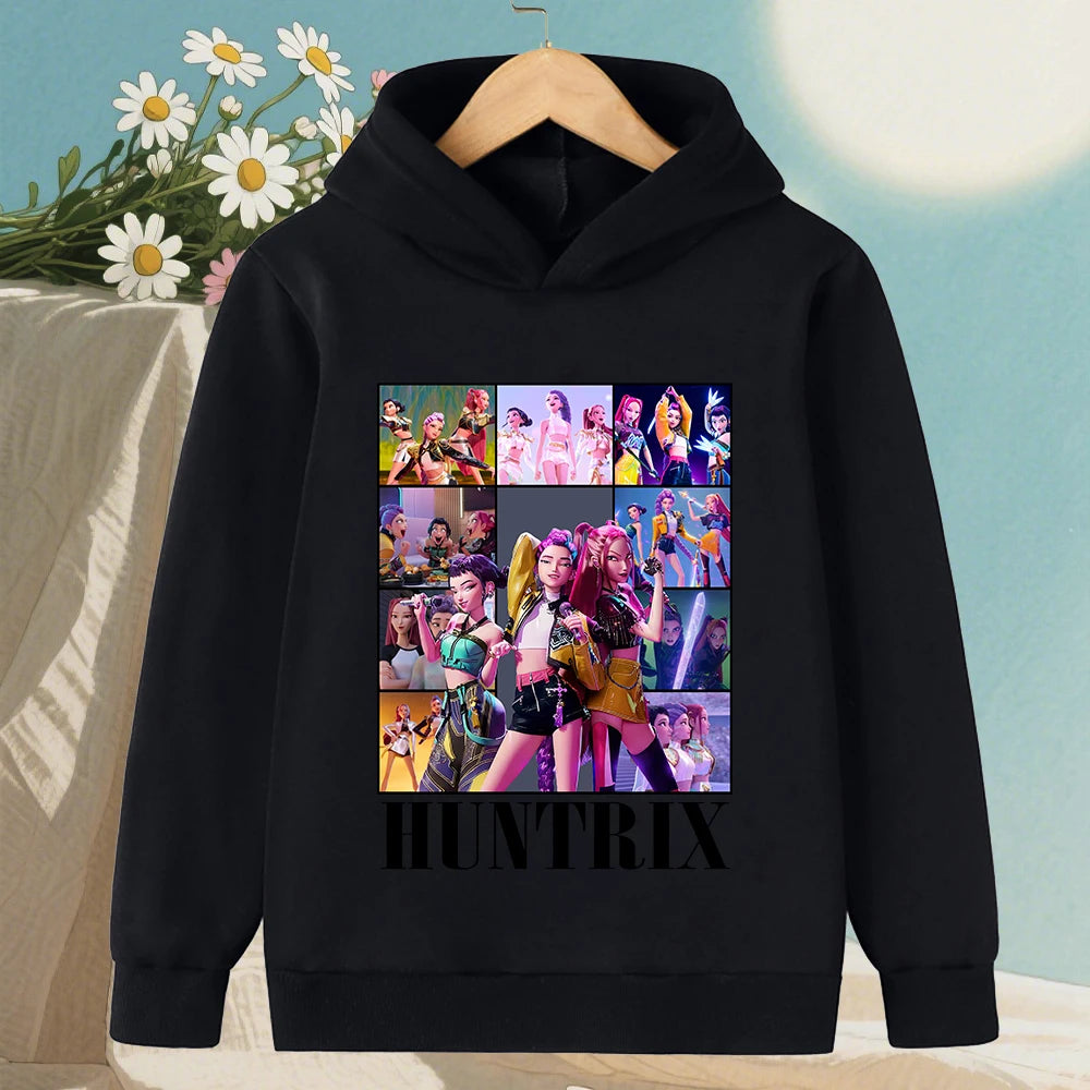 KPop Demon Hunter Boy Girl Hoodies Popular Anime Harajuku Y2K Sports Cute Fashion Children Autumn Winter Sweatshirt Clothing Top
