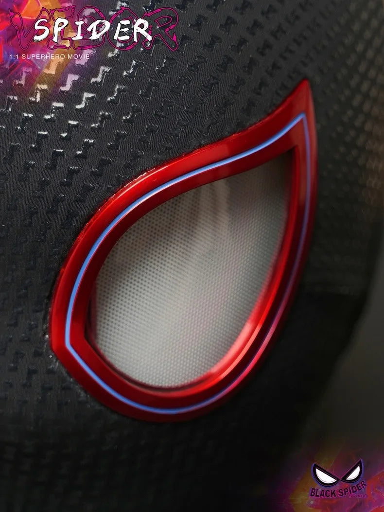 1:1 Miles Morales Mask with Movable Eyes Mascara Electric Gwen Spider-Man Helmet Ring Control Halloween Cosplay Mask Toy Gift