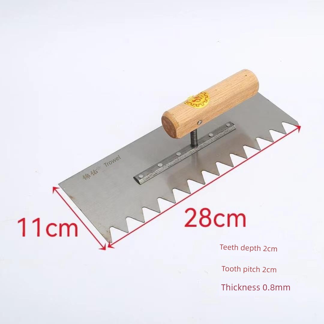 Tile Serrated Spatula Square Tooth Toothed Plastering Knife Paving Tile Plastering Knife Flat Gray Batch Ash Spoon Masonry Tool