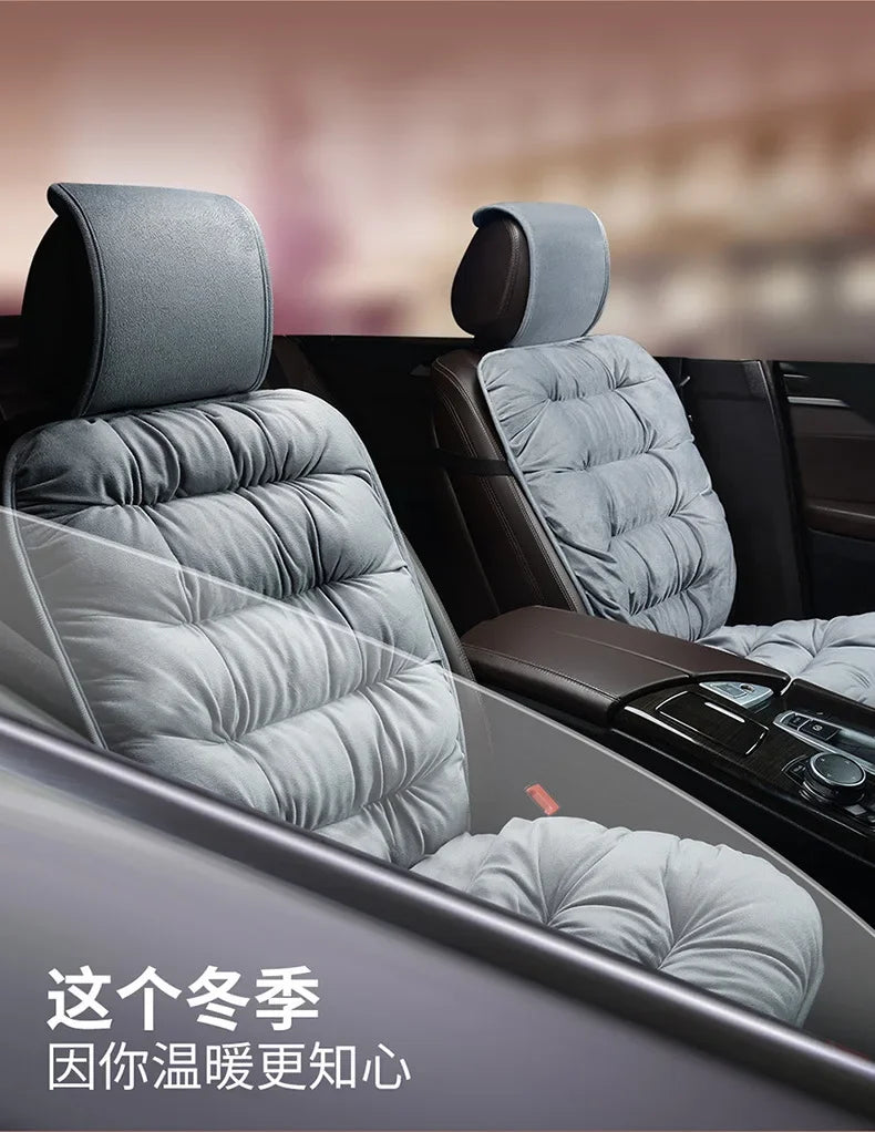A Soft Plush Car Seat Cover, with Backrest Comfortable Car Seat Protection Pad, Universal Winter Warm Car Interior Accessories