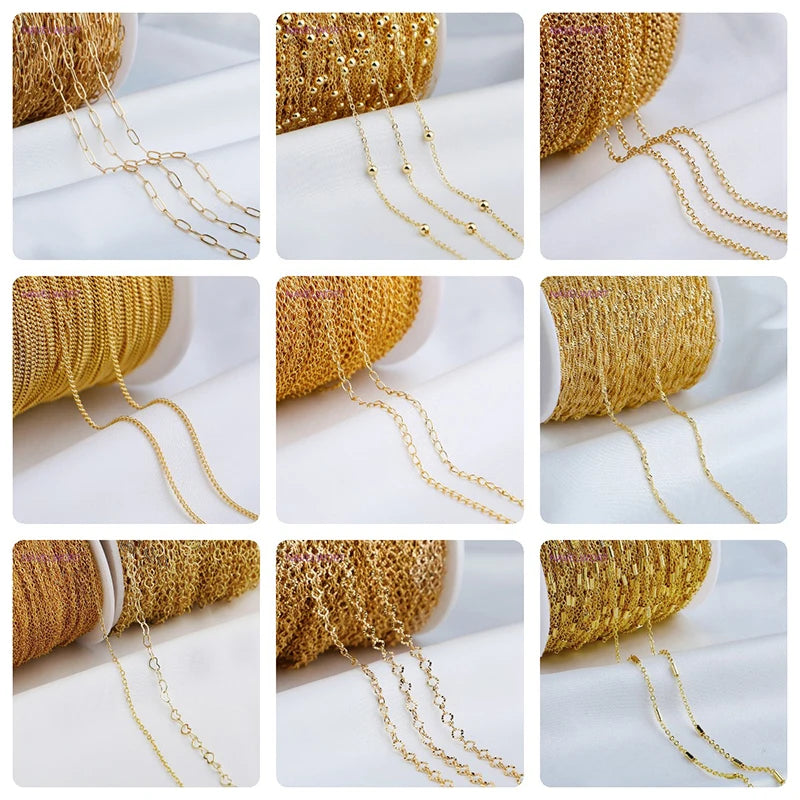 18K Gold Plated Brass Stripe Crimp End Beads Stopper Open Crimp Beads Covers DIY Handmade Crafts Accessories For Jewelry