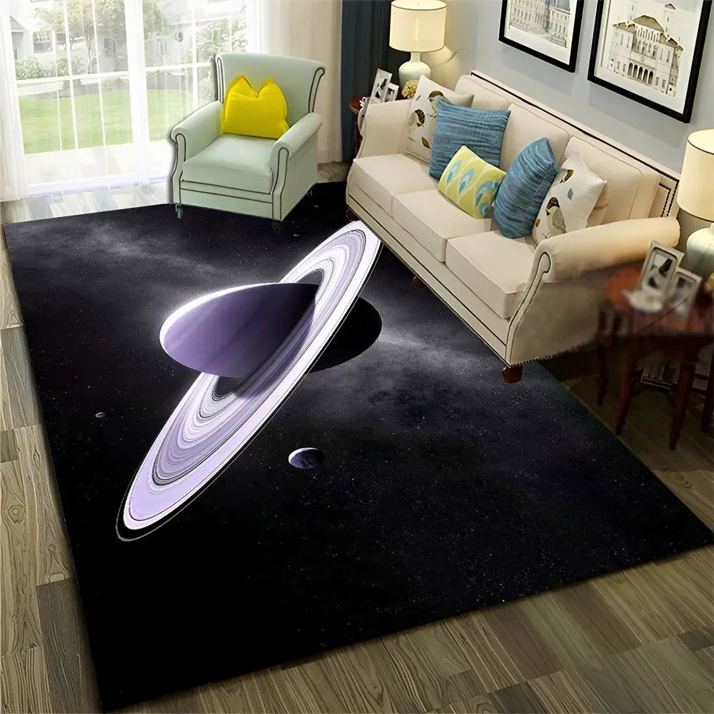 Galaxy Planet Star 3D Universe Space Carpet Rug for Home Living Room Bedroom Sofa Doormat Decor,Kid Area Rug Non-slip Floor Mat