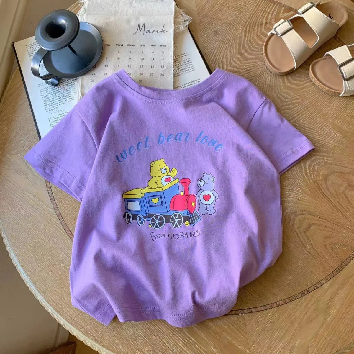 Summer New Cartoon Print Children's Short Sleeved Boys And Girls Loose Fashion T-shirt Round Neck Casual Pullover Tee