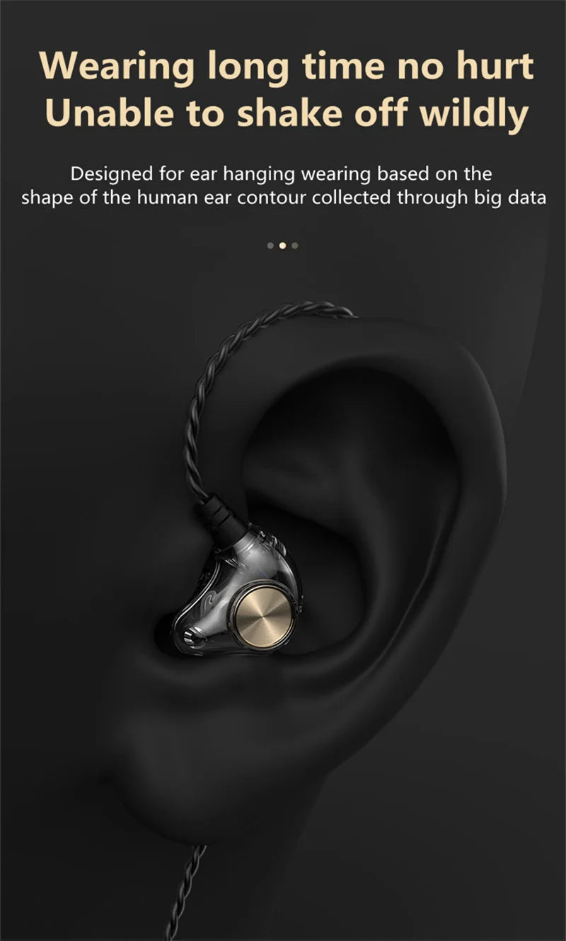 Dynamic HiFi Wired Earphone In Ear Monitor Sport Headphones Bass Stereo Gaming Noise Cancelling Headset Music Earbuds With Mic
