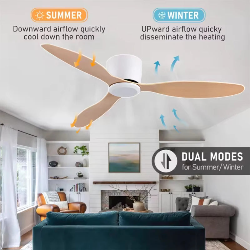 Modern Ceiling Fans No Light DC Motor Remote Control Cooling Fans Low Floor Ceiling Fan Silent Large Home Fan AC95-260V