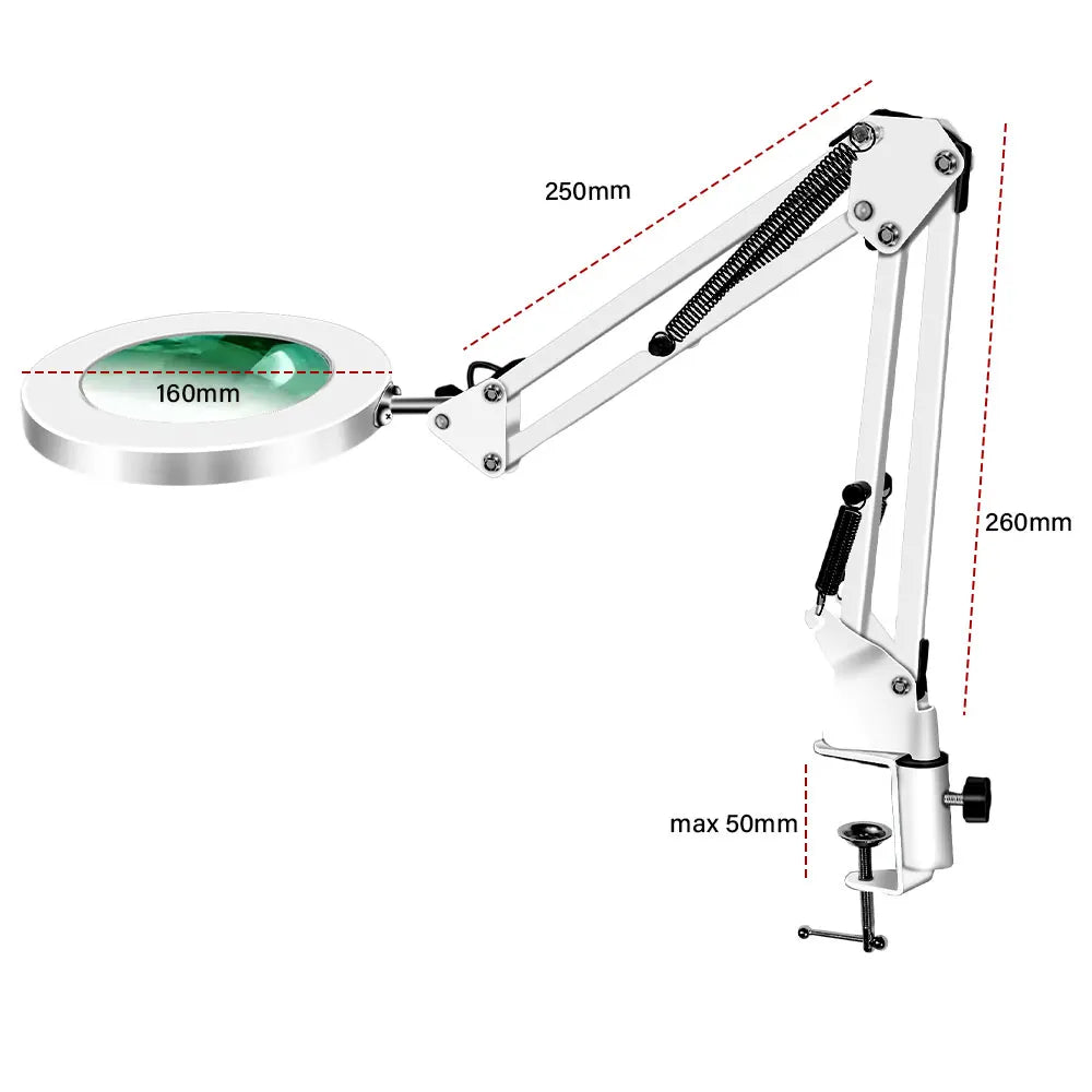 USB Powered Magnifier Desk Lamp 8X/10X Magnification 72 LED 3 Color Temperature Modes for Soldering Watch Repair and Beauty Care