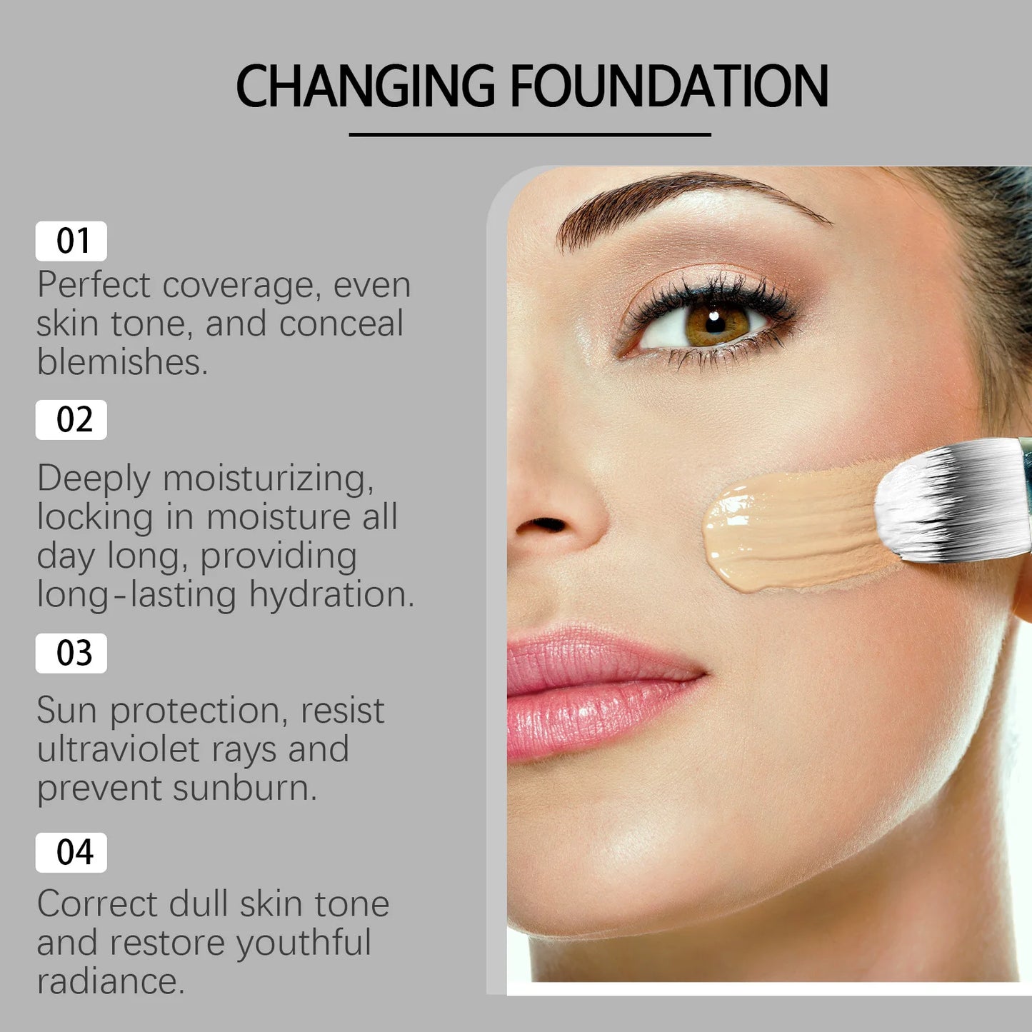 Spf 15 Colour Changing Foundation Full Coverage Waterproof Makeup of the Face Brightening Mature Skin Foundation Cosmetics 30ml