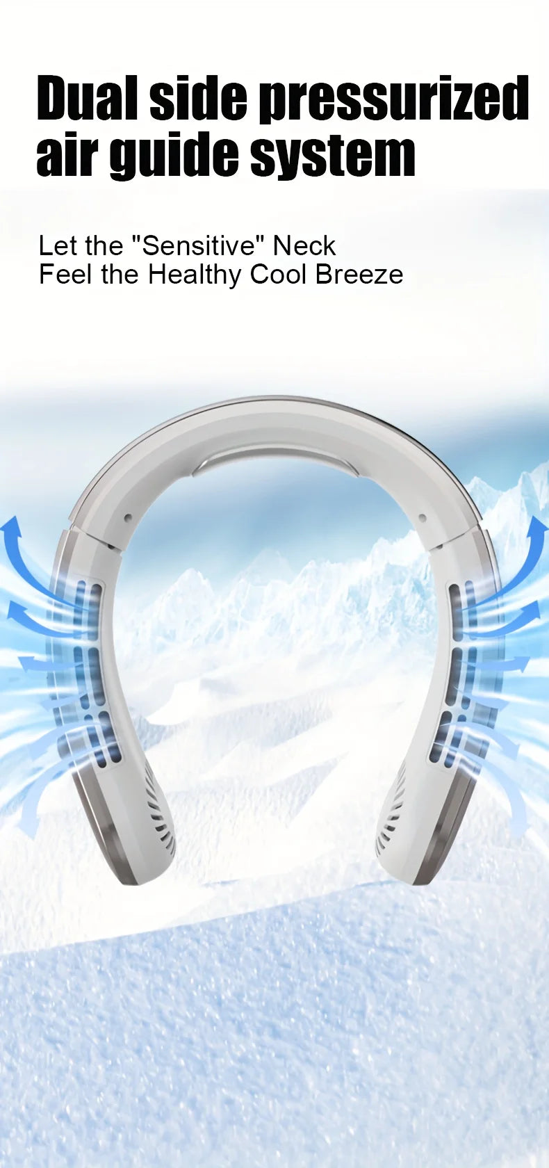 8000mAh USB Hanging Neck Fan Portable Bladeless Rechargeable Mute LED 100 Speed Digital Display Electric Fans Air Cooler