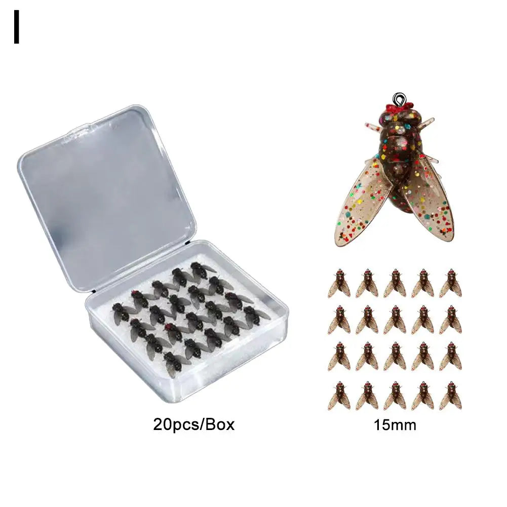 20Pcs/Box Mini Bionic Fly Fishing Bait Fly Hook Soft Bait Add Fish Attractant Fishing Gear For Salmon Trout Fishing Accessories