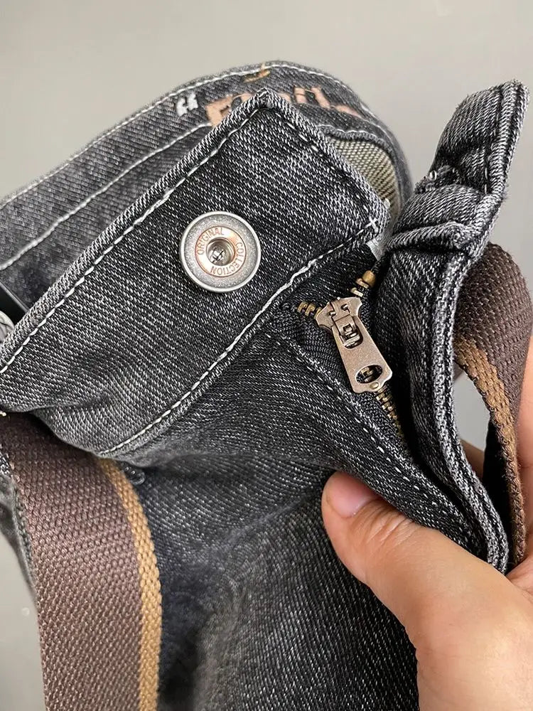 High Quality Fashion Luxury Washed Men's Slim Jeans Elasticity Black and Gray Classic Designer Cargo Denim Boyfriend Jeans Men