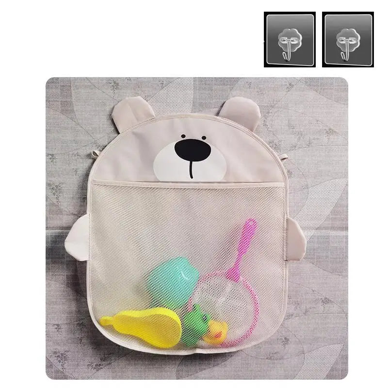 Baby Bathtub Toys Storage Bag Strong Suction Cups Quick Drain Waterproof Mesh Organizer for Kids Bathroom Play Time
