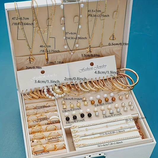 86 Pcs Jewelry Set Including Necklaces, Earrings, Rings, with Everyday Clothing, Party Accessories (no Box)