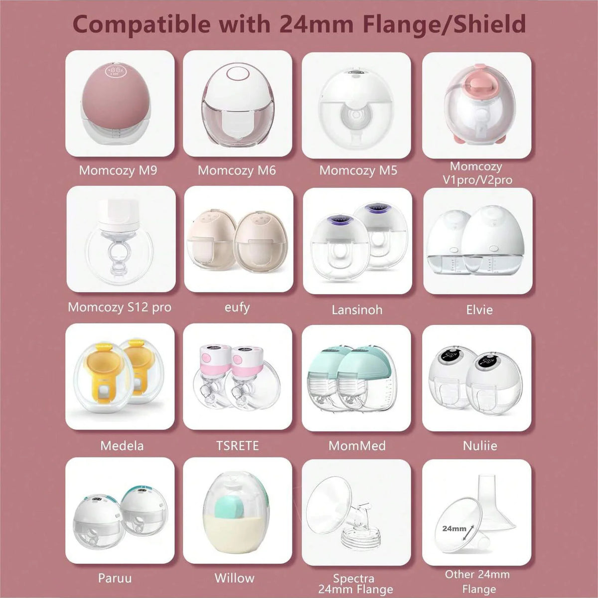 5-10Pcs Breast Shield Insert Compatible with Momcozy M5/M9/V2 Pro/S12 Pro/Spectra/Medela/eufy/Elvie/Lansinohand Most 24mm Shield
