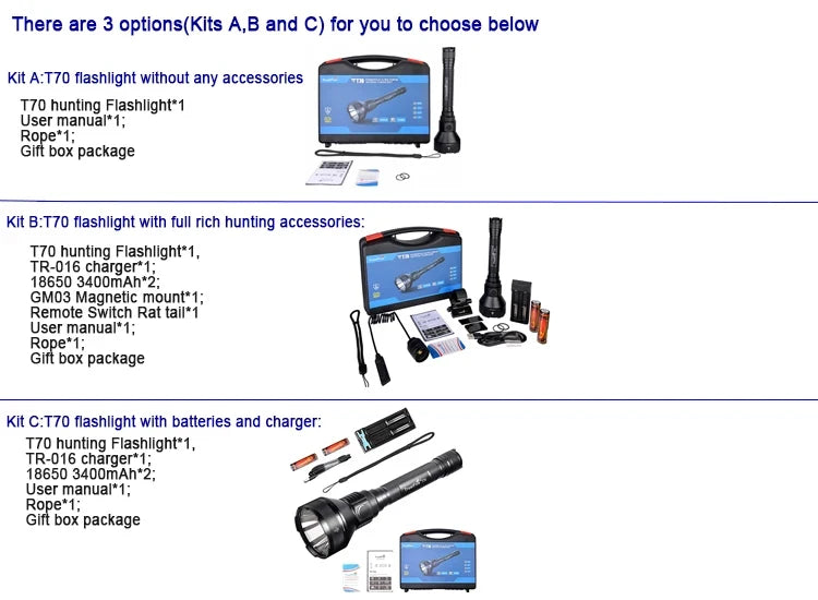 TrustFire Superior 2300LM Ultra Throw 1000M LED Hunting Flashlight T70 Camping Torch Light Flashlight