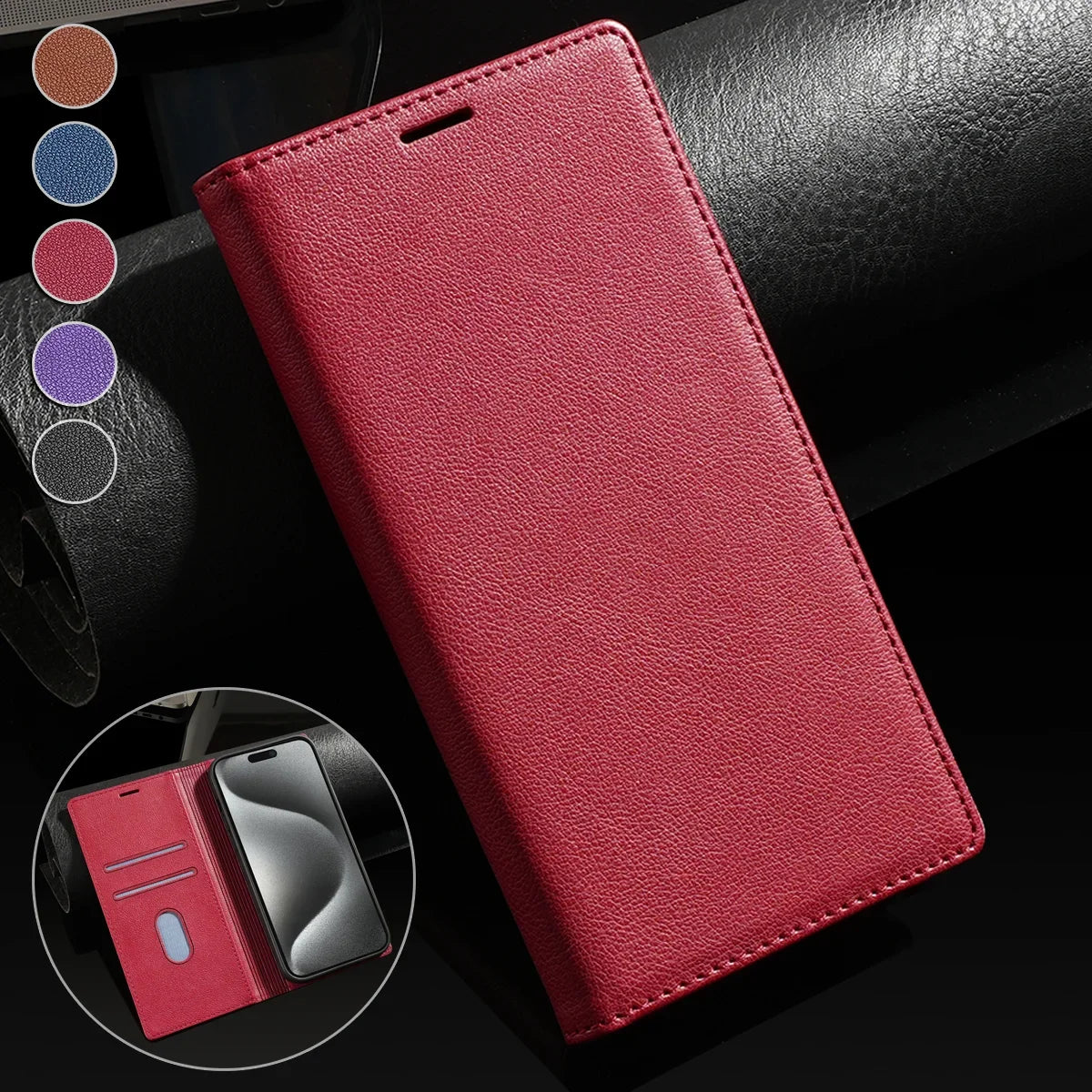 Ultrathin Magnetic Flip Leather Case For iPhone 17 16 15 14 13 12 11 Pro Max 16E Wallet Card Cover For iPhone XS Max XR 8 Plus