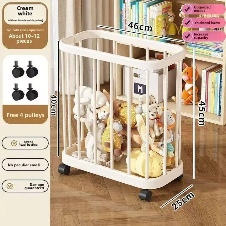 Home Portable Yoga Mat, Fitness Equipment Storage Basket, Snacks and Toys Storage Cart, Large Capacity Storage Clothes Rack