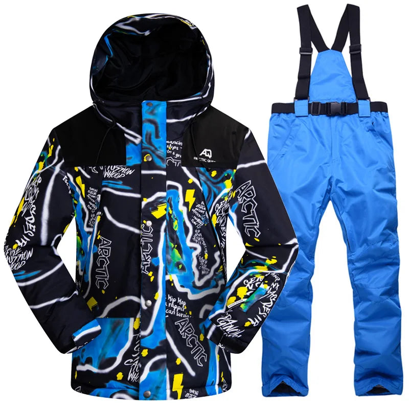 Winter Ski Suit for Men Outdoor Sports Warm Windproof Waterproof Snow Jackets Pants Male Ski Equipment Snowboard Jacket SK032