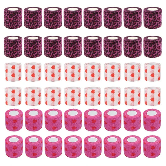 White/Pink Heart And Pink Leopard Tape Tattoo Handle Bandage Anti-slip Athletic Nonwoven Self-adhesive Elastic Bandage Grip