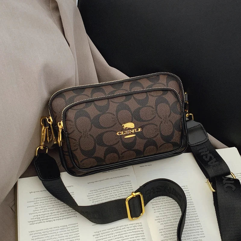 2026 New Retro Luxury Women Shoulder Bag Crossbody Bag Original Circular Pattern Logo Durable Fabric Adjustable Strap Daily Work