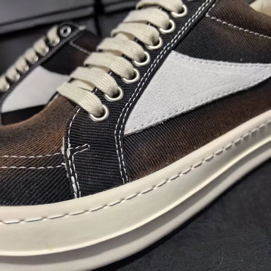 Men Casual Shoe Brand Black Brown Canvas Low Top Shoes High Quality Cowhide Luxury White Leather Sneakers Women Flat Sneaker