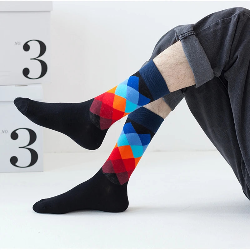 Classic Male Happy Cotton Casual Crew Socks Breathable Color Compression Funny Sox Business Dress High Quality  Socks for Men