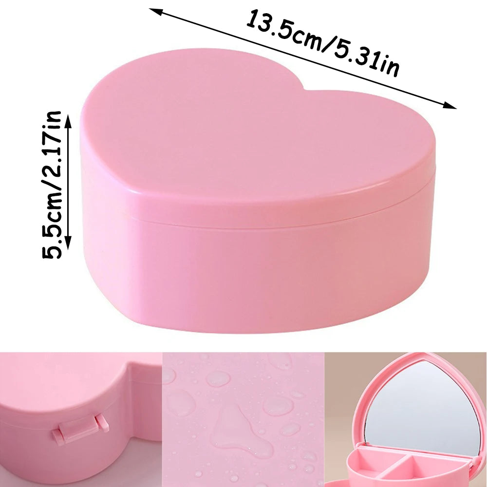 Hair Accessories Box Jewelry Storage With Mirror Pink Hair Clips Rubber Band Organiser For Girls Children Portable Travel Case