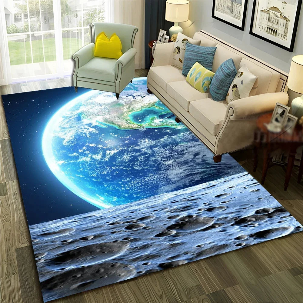 Galaxy Planet Star 3D Universe Space Carpet Rug for Home Living Room Bedroom Sofa Doormat Decor,Kid Area Rug Non-slip Floor Mat