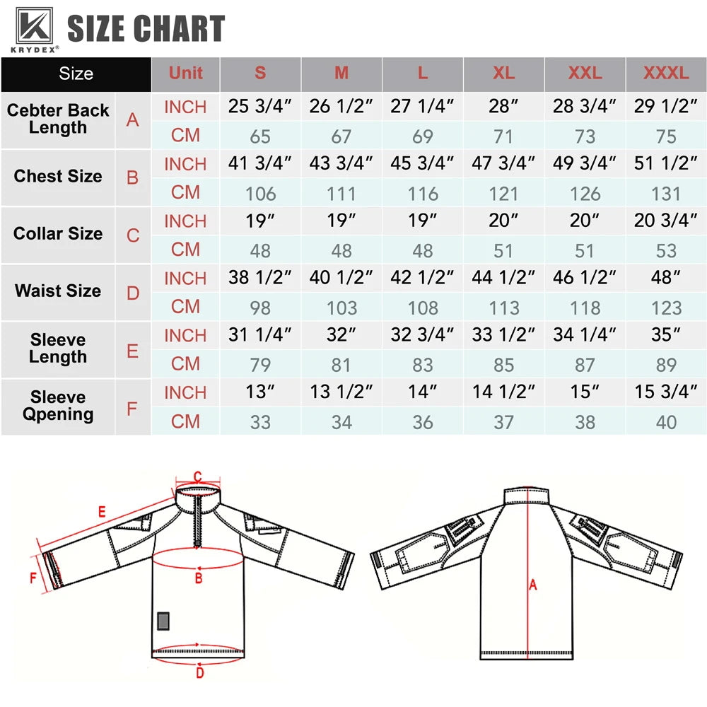 KRYDEX Combat G3 Shirt Tactical Hunting Outdoor Clothes Shirt with Elbow Pads Tiger Stripes Camo Ranger Green Gen3 Shirt