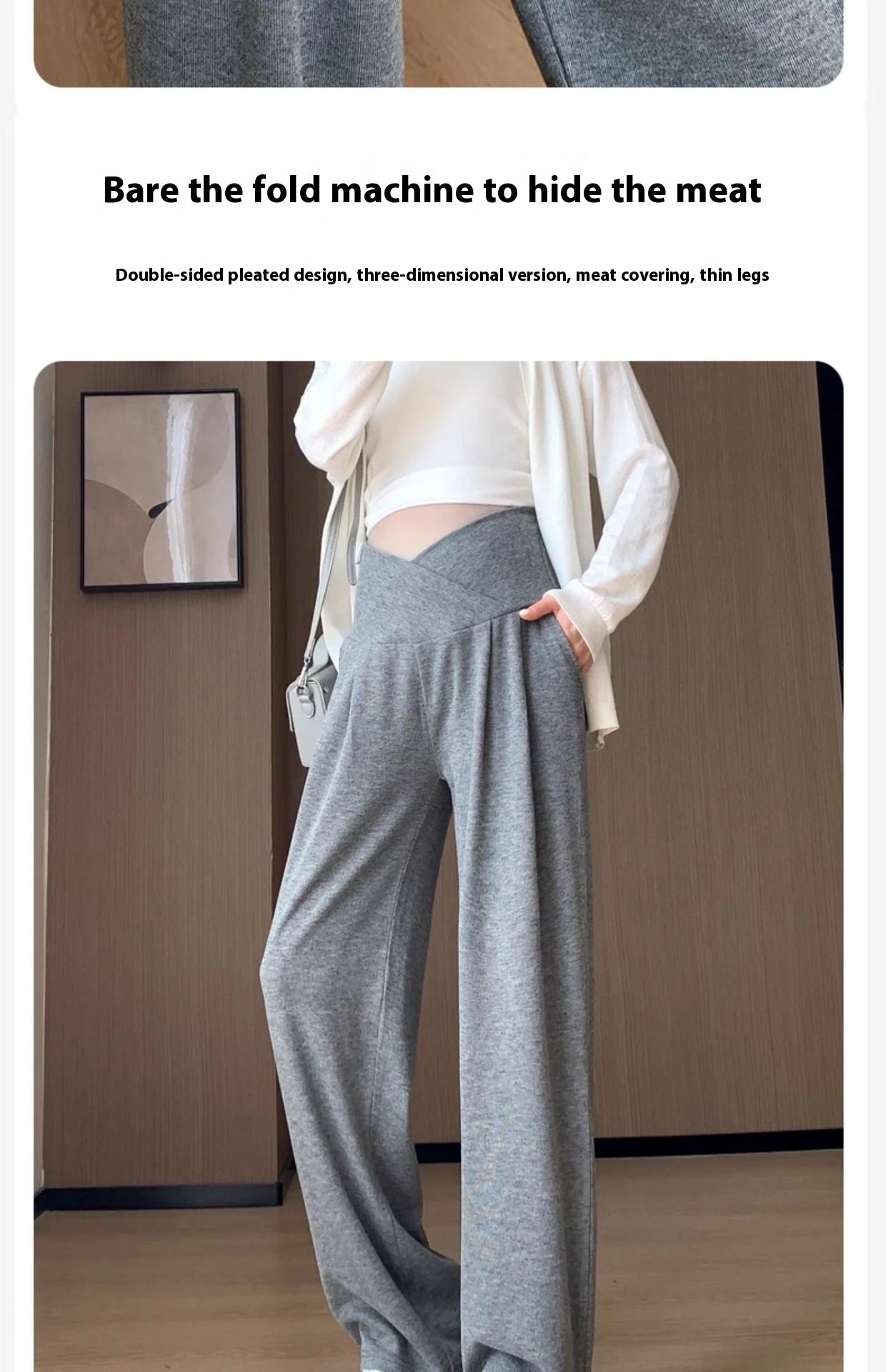 Maternity Pants Spring and Fall Wide-Legged Pants Low-Waisted Glutinous Pants Small Casual Straight Pants Maternity Clothing