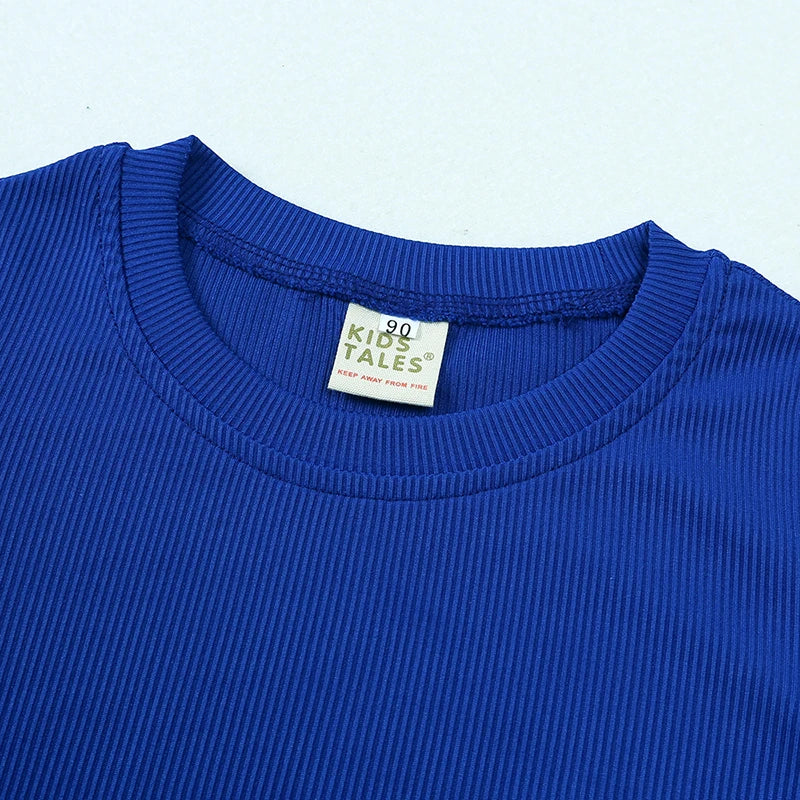 2025 Girls Summer Outfit Sets Toddler Crewneck Tshirt Shirt Top + Bell-Bottom Pants Sets Cute Children Flared Pants Baby Suit