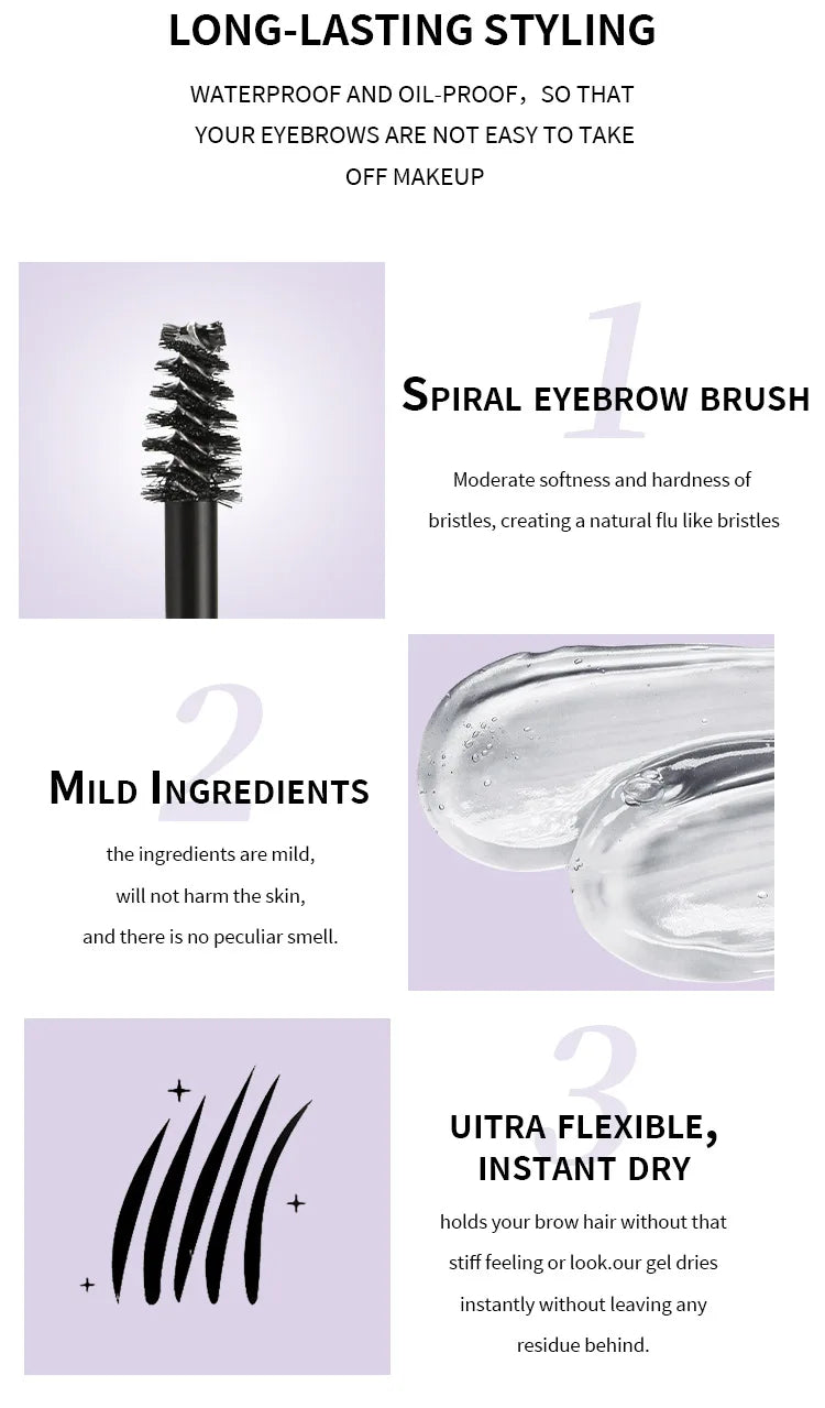 Transparent Hose Eyebrow Glue Waterproof Quick Drying Shaping Long Lasting And Non Smudging  Non Shedding Eyebrow Makeup