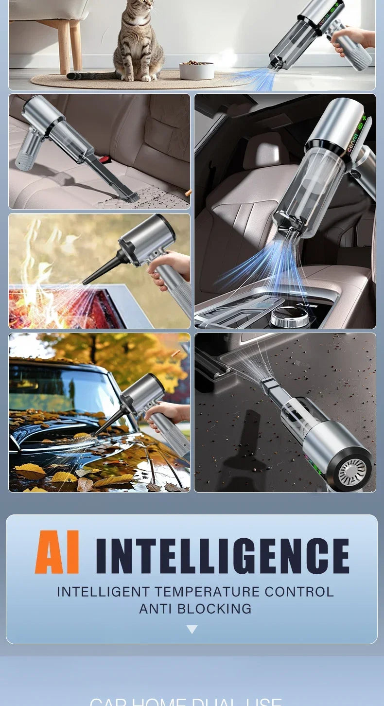 CENRR New Wireless Car Vacuum Cleaner Mini Powerful Portable HandHeld Car Cleaner LED Power Display Gift Lamp Air Gun  7500mAh