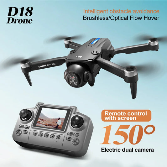 New D18 Drone 4K Professional HD 150° Electronic Adjustment Double Camera WIFI FPV With Screen Remote Control UAV Quadcopter Toy