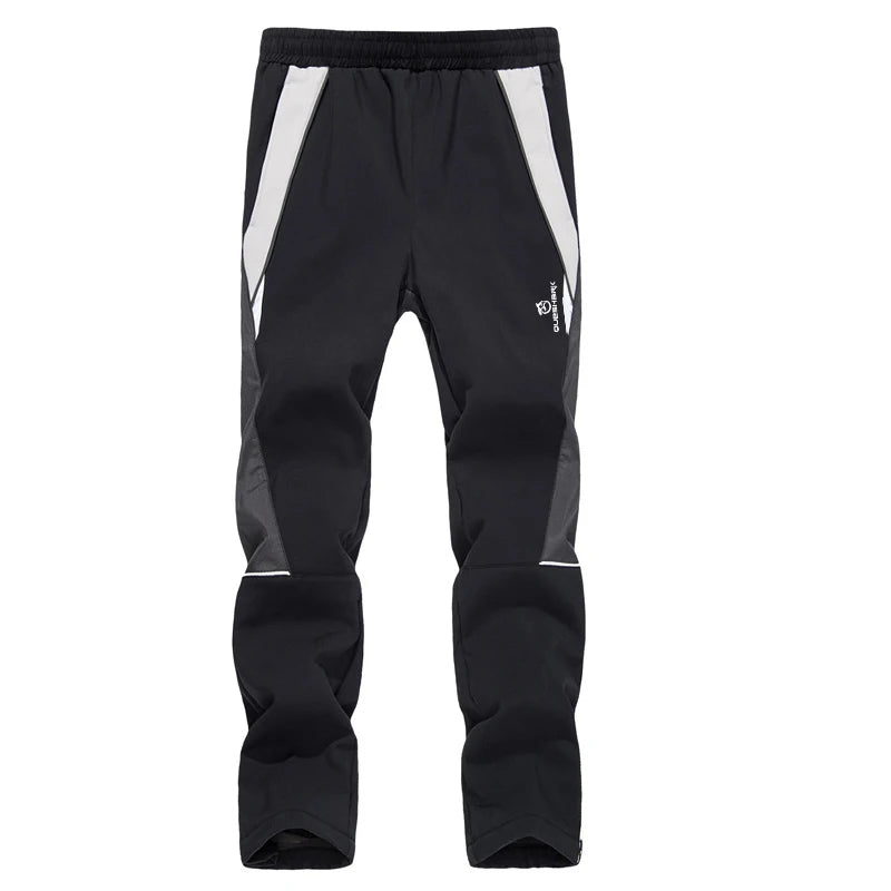 QUESHARK Men Women Thicked Warm Fleece Cycling Pants Windproof Waterproof  MTB Road Bike Bicycle Camping Trekking Trousers