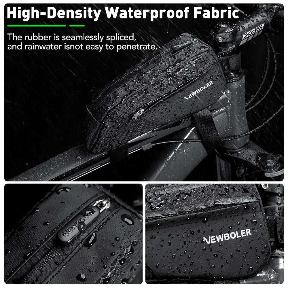 NEWBOLER Bike Bag 1.2L Portable Frame Front Tube Cycling Bag MTB Road Bicycle Pannier Bag Large Capacity Ultralight Cycling Bag