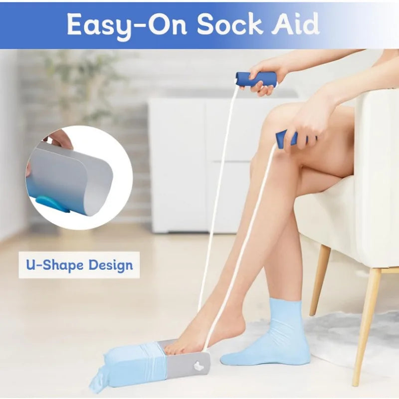 No bending Sock Aid Easy On and Off Stocking Slider Donner Pulling Assist Device Sock Helper Aid Tool Portable Sock Wearing