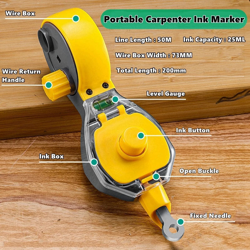 Construction Measuring Tools Ink Marker Duct Woodworking Chalk Ink Drawing Line Marker Carpenter Tools Wood Scriber Nylon Wire