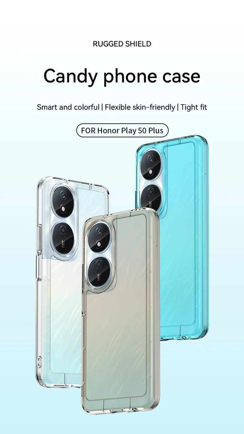 Candy Shockproof Silicone Bumper Phone Case For Honor Play 50 Plus/Play 8T/X7B/90 Smart