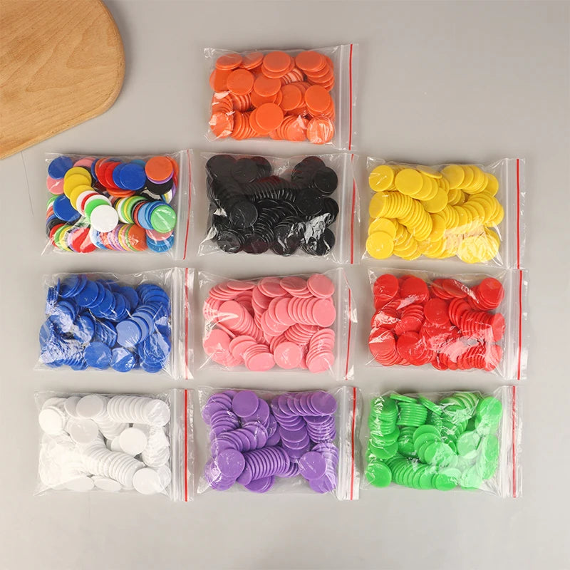 100Pcs 25MM Learning Education Math Toy Plastic Poker Chips Bingo Chip Markers Token Family Club Party Counting Toy
