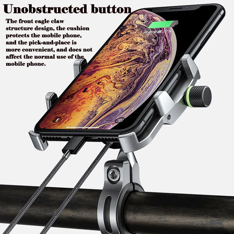 Whole Aluminium 12-24V Motorcycle Phone Holder USB Charger QC3.0 Fast Charging Mount Bicycle Handlebar Bracket for iPhone Huawei