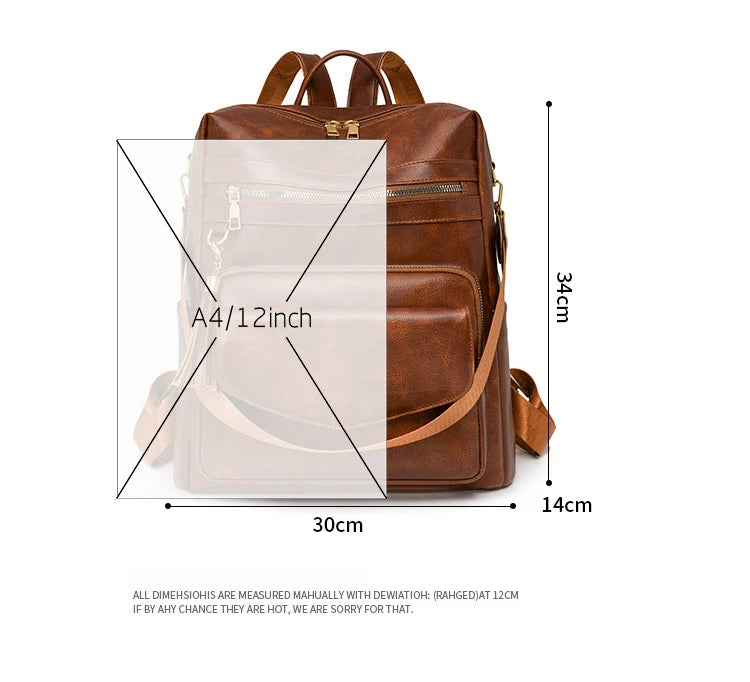 Backpack Purse for Women pu Large LadiesFashion Tassel Pu Leather Travel Backpack Purse Designer Ladies Shoulder Bags Waterproof