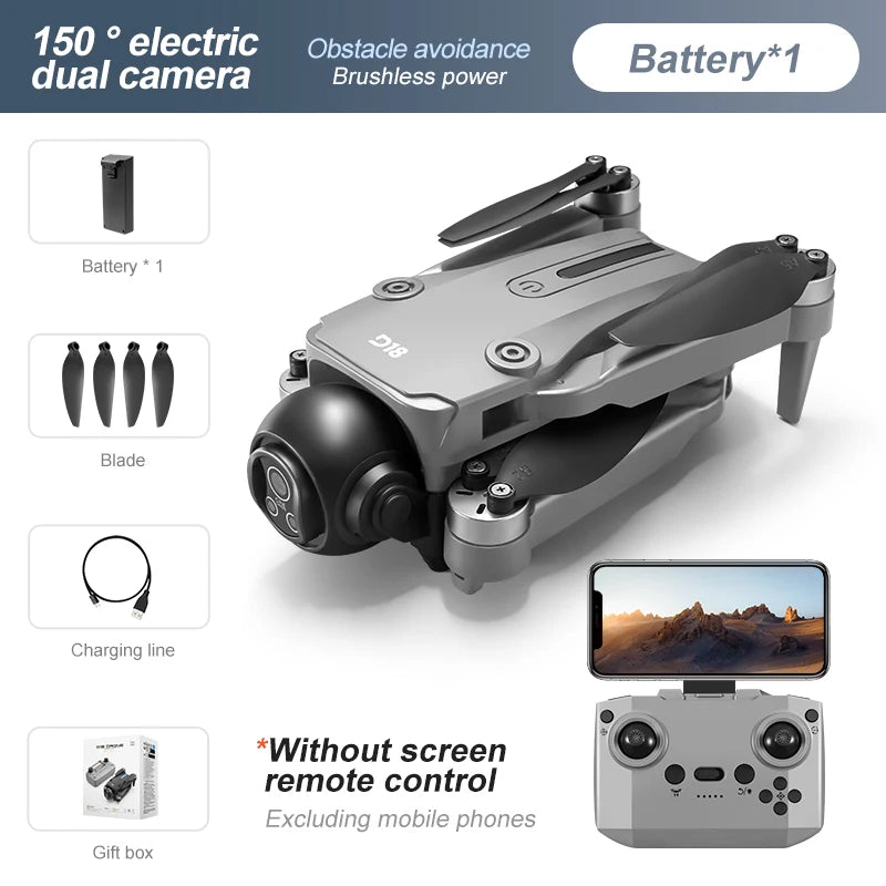 New D18 Drone 4K Professional HD 150° Electronic Adjustment Double Camera WIFI FPV With Screen Remote Control UAV Quadcopter Toy