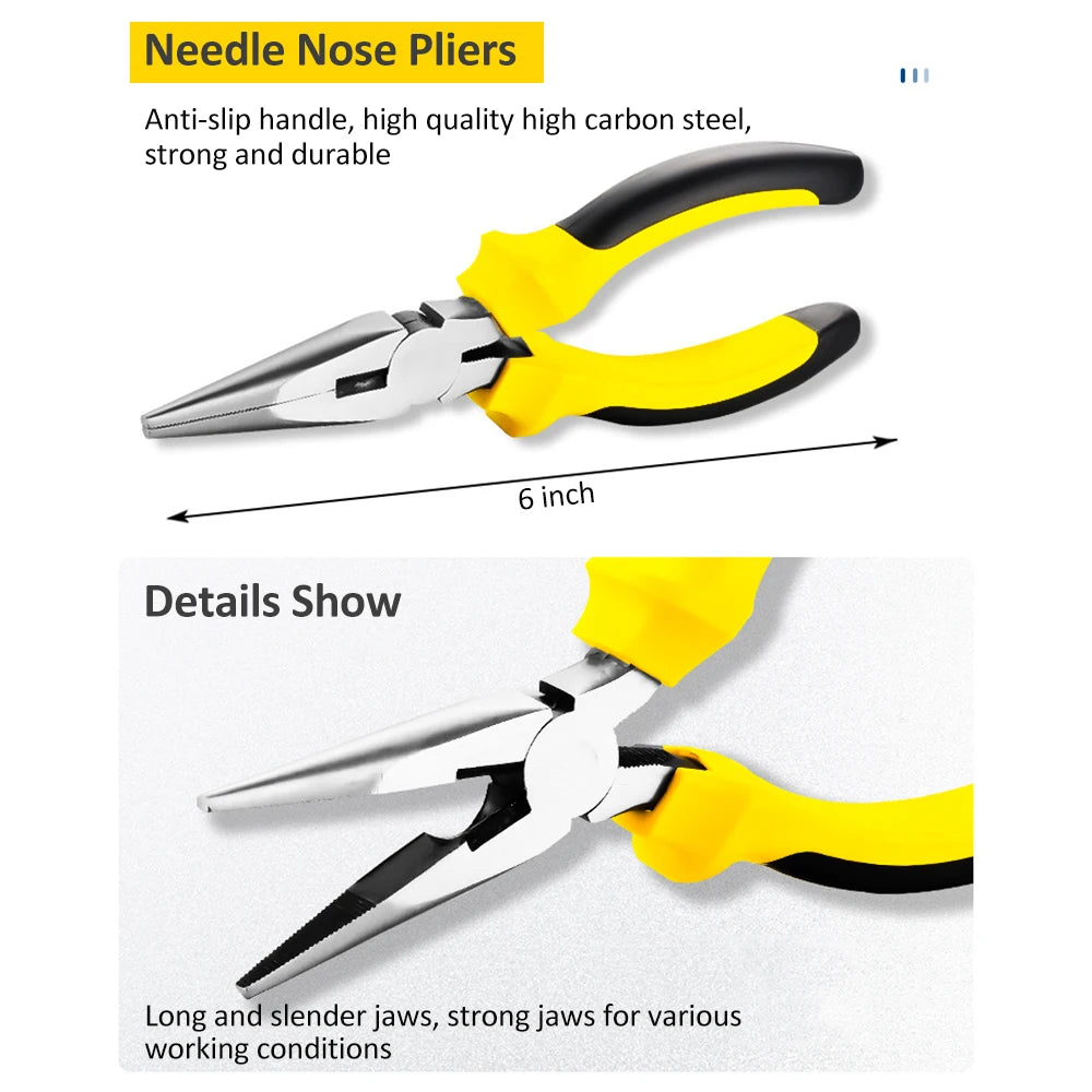 108 Piece Tool Set General House hold Hand Tool Kit with Plastic Toolbox Storage Case Used to Car repair And home Repair