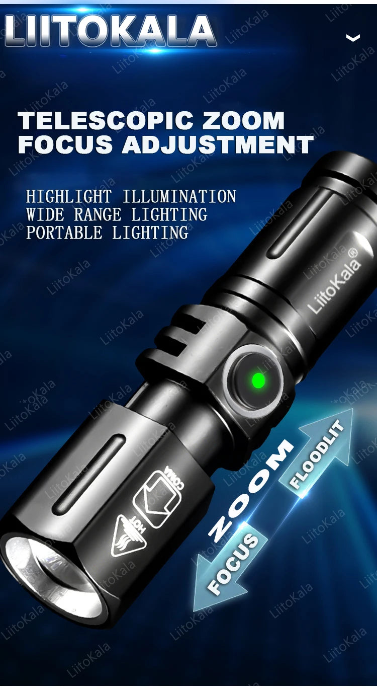 LiitoKala LF-536 LF-535 LED white laser Mini Flashlight 16340 700mAh Rechargeable Battery